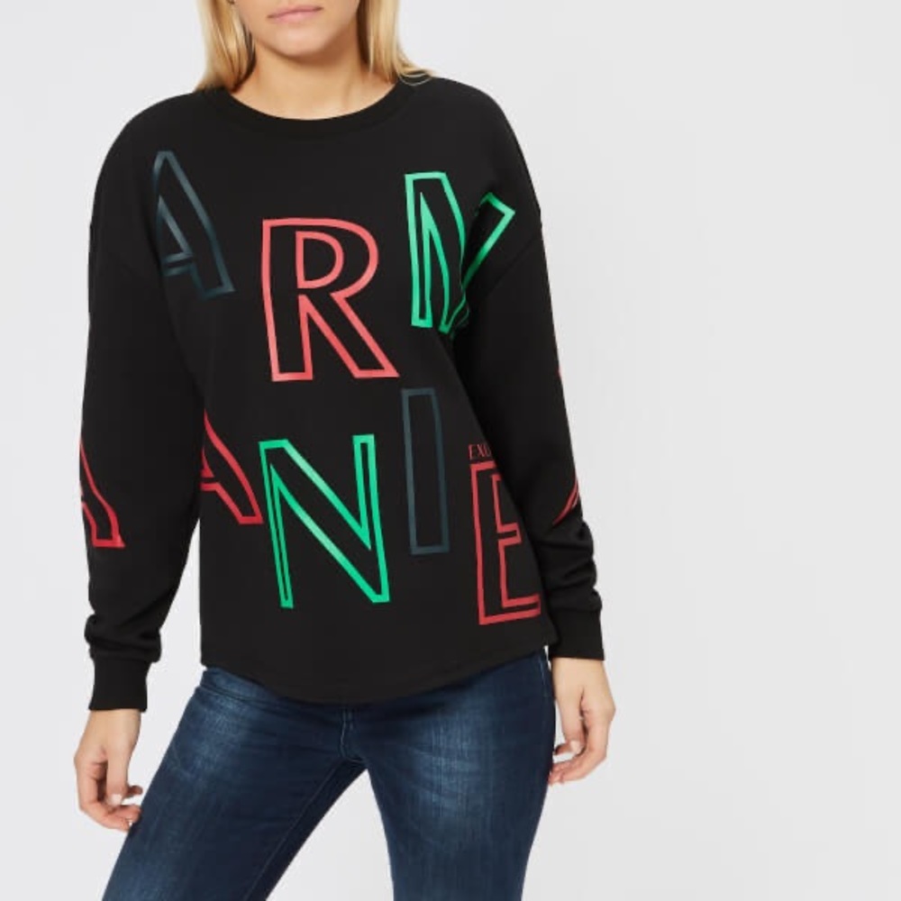 Armani Exchange Black Graphic Women's Top